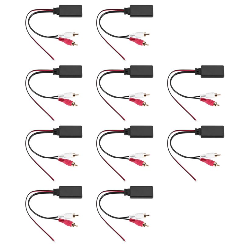 Audio Universal Music - A01K-10 ชิ้น โมดูลบลูทูธไร้สายอเนกประสงค์สำหรับรถยนต์ อะแดปเตอร์เพลง สายสัญญาณเสียง RCA