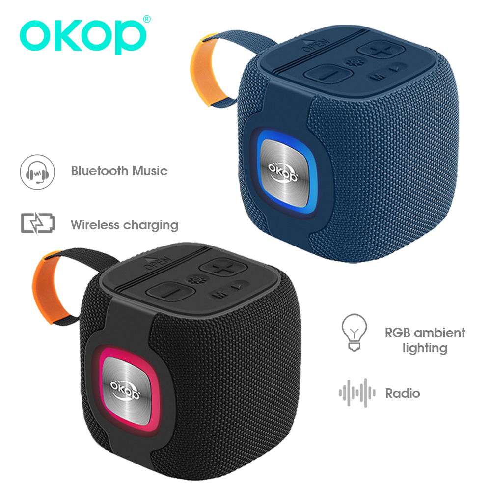 Apple Music Audio Quality - ลำโพงบลูทูธ OKOP, ลำโพงคุณภาพสูงอายุการใช้งานยาวนาน, ลำโพงกันน้ำสำหรับใช้งานกลางแจ้ง, ไฟ RGB